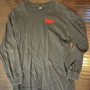 Obey Black and Red Long Sleeve Tee